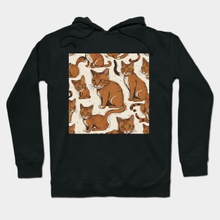 Brown Cat Pattern Hoodie